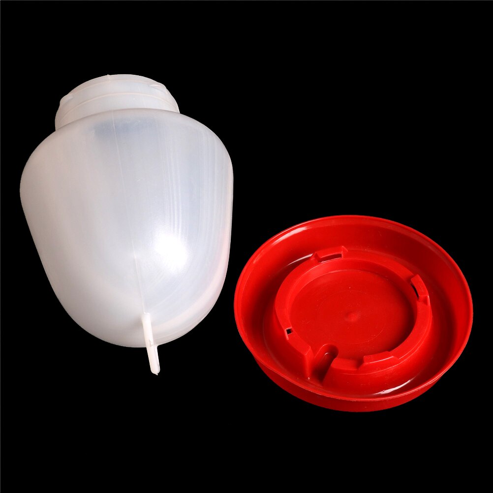 1L Drinking water fountain plastic drinker white barrel red base poultry chicken house for livestock feeding & watering supplies