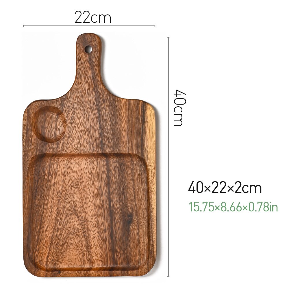 Creatieve Houten Dienblad Massief Hout Diner Plaat Pizza Plaat Vierkante Pizza Lade Acacia Hout Servies: Large plate