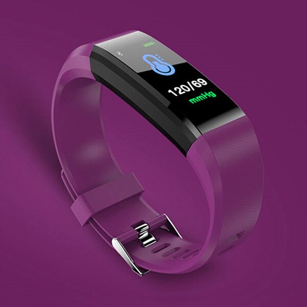 MAFAM 115 Più Intelligente Della Vigilanza Del Wristband Smartwatch Android Orologio Pressione Sanguigna Intelligente Fascia di Forma Fisica Sonno Tracker Braccialetto di Sport: Purple