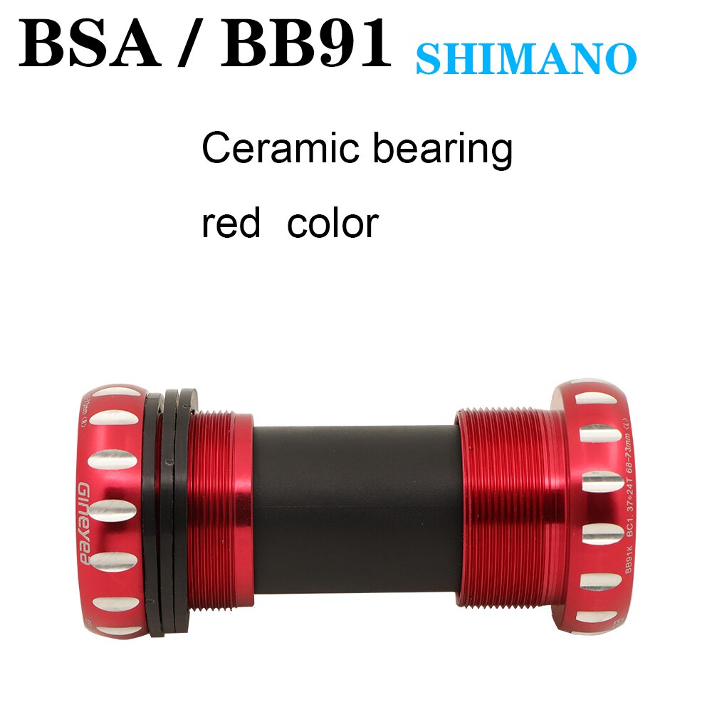 Gineyea bottom bracket bb86 bb91 bb91 BSA for shimano 22 24 19 41 mm ceramic road bike MTB red purple color: BB86-91thread24 c R