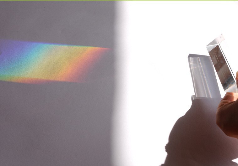 25x25x25x80MM Optical Glass Triple Triangular Prism Physics Teaching Light Spectrum