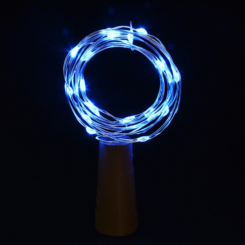 1M 2M 20 LED Garland String Fairy Lights Wine Cork String Lights Lamp for Glass Bottle Christmas Tree Wedding Party Decoration: blue / 2M 20 LED