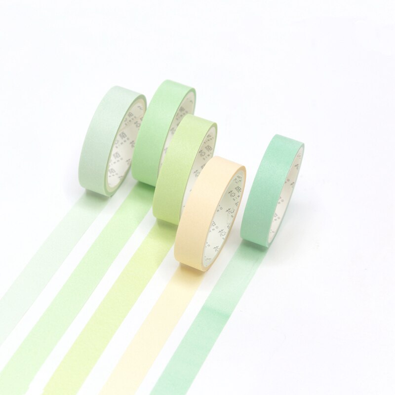 5pcs/lot Cute Solid Color Washi Tape Set Scrapbooking Decorative Adhesive Tapes Paper Japanese Stationery School Kawaii Sticker: Bud green