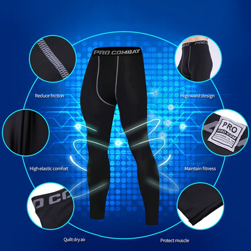 Pantalones de Fitness ajustados para hombre, mallas de entrenamiento para correr de secado rápido, SAL99