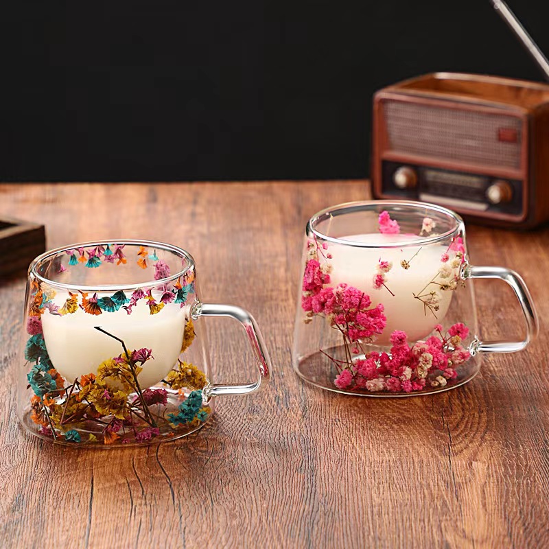 YWDL 1/2/4pcs Double Wall Coffee Mug Heat-resistant Espresso Cup Clear Glass Cup For Cappuccino Tea Water Drinkware