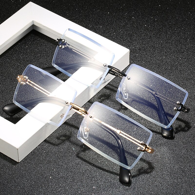 seemfy Square Anti-blue Light Glasses Metal Frame Retro And Personality Eyeglasses Frames Clear Lenses 0 Degree Plain Spectacles