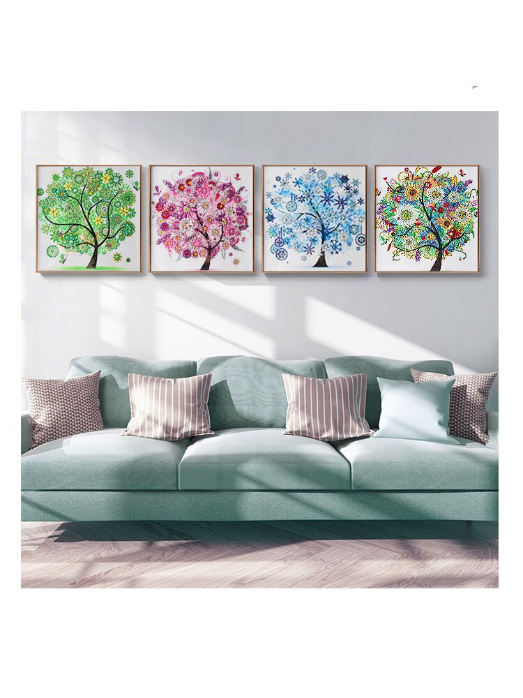 5D DIY diament rękojeść wiosna lato jesień zima sezonowe drzewo kwiatowe kształt specjalny kształt diamentowe malowanie kryształ górski: 1234