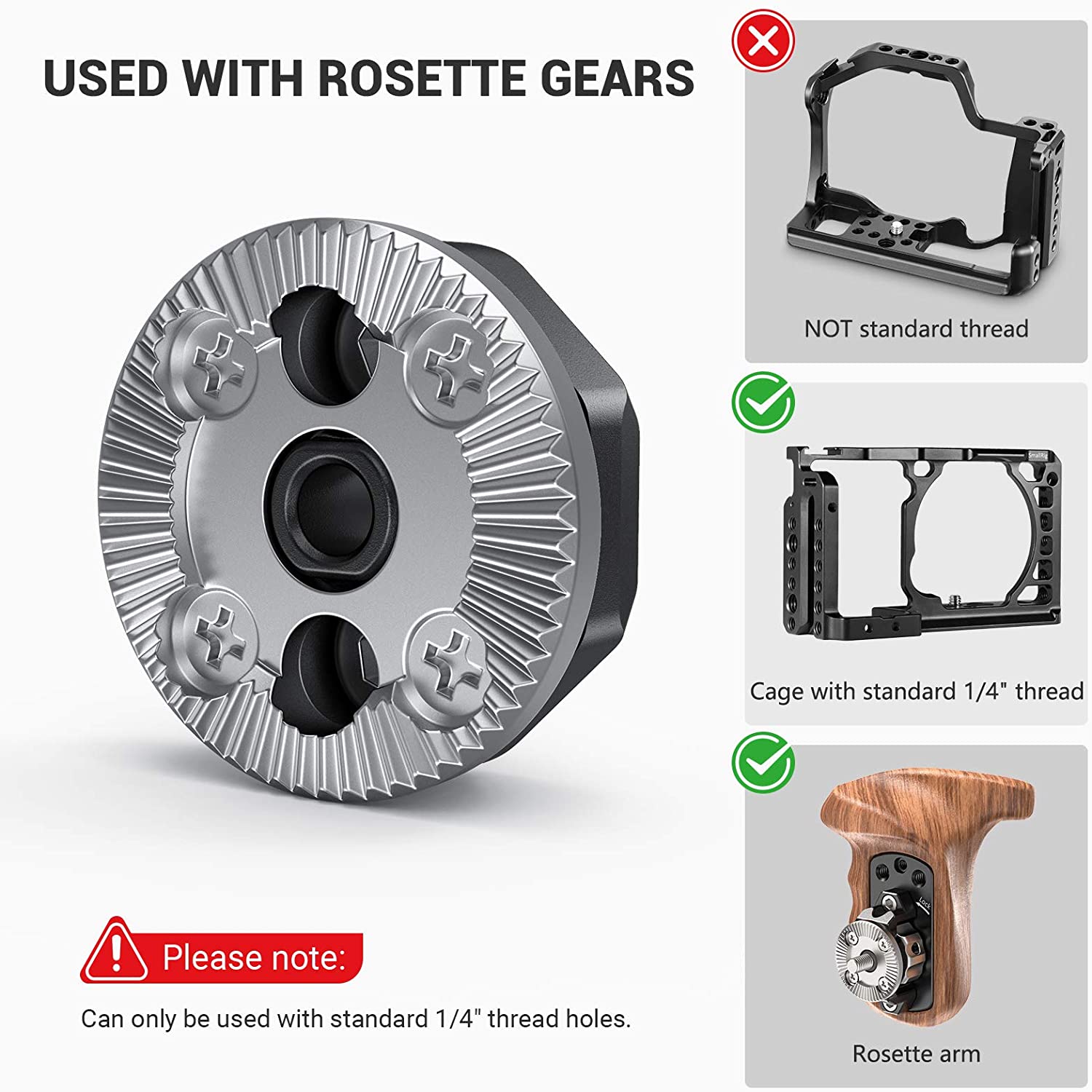 SmallRig Arri Standard Rosette Bolt-On Mount (M6 Thread) for Rosette Side Handle Monitor Holder Attach for Camera Cage 2804