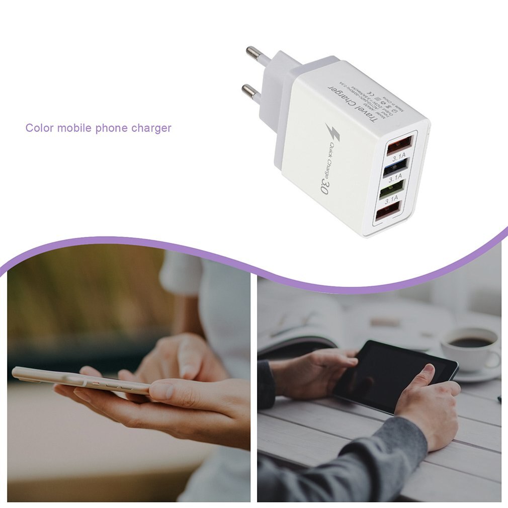 4 USB Port Charger 3.0 for iPhone Tablet Travel Charging Head Induction Mobile Phone Charger Adapter