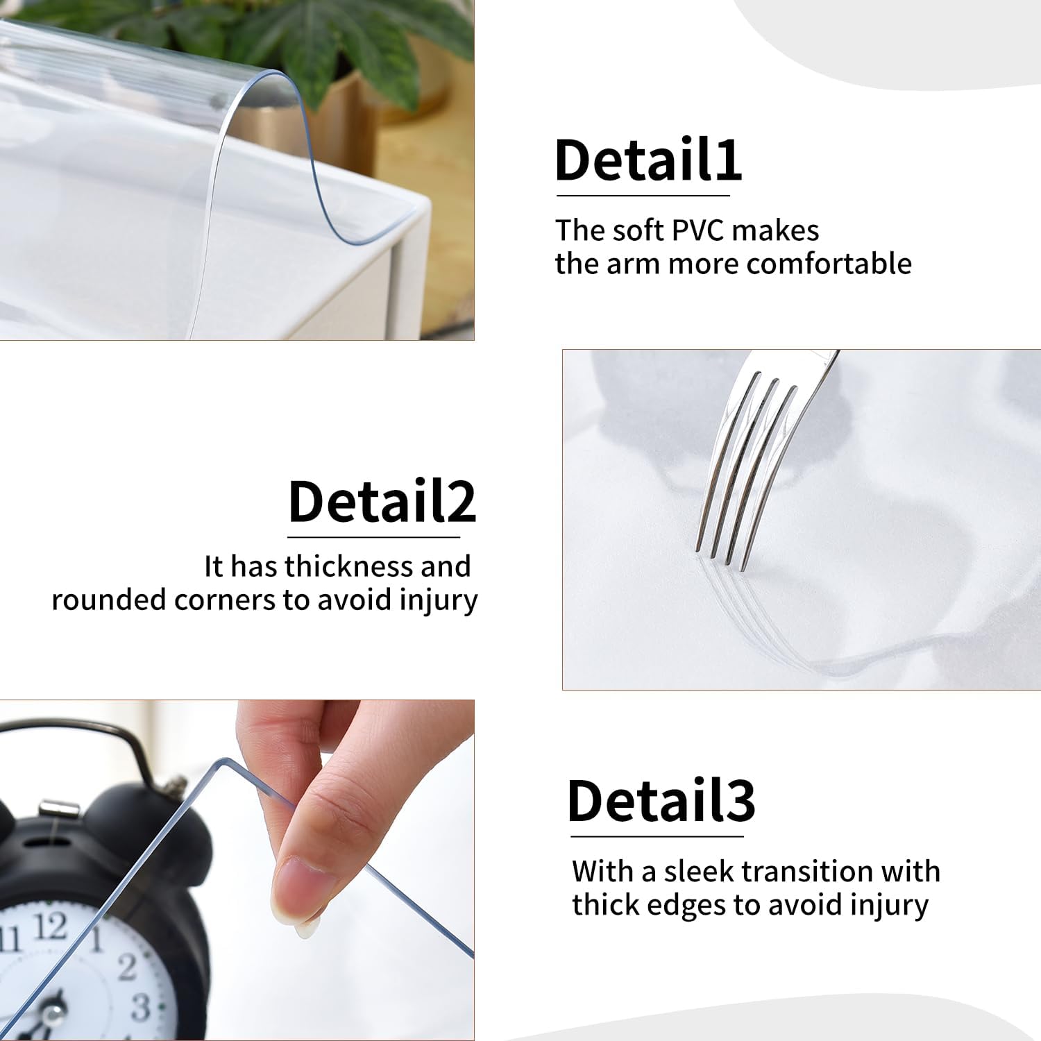 Clear Desk Mat, Non-Slip PVC Clear Desk Pad, Heat Resistant & Waterproof Writing Mat Desk Table Protector for Home and Office