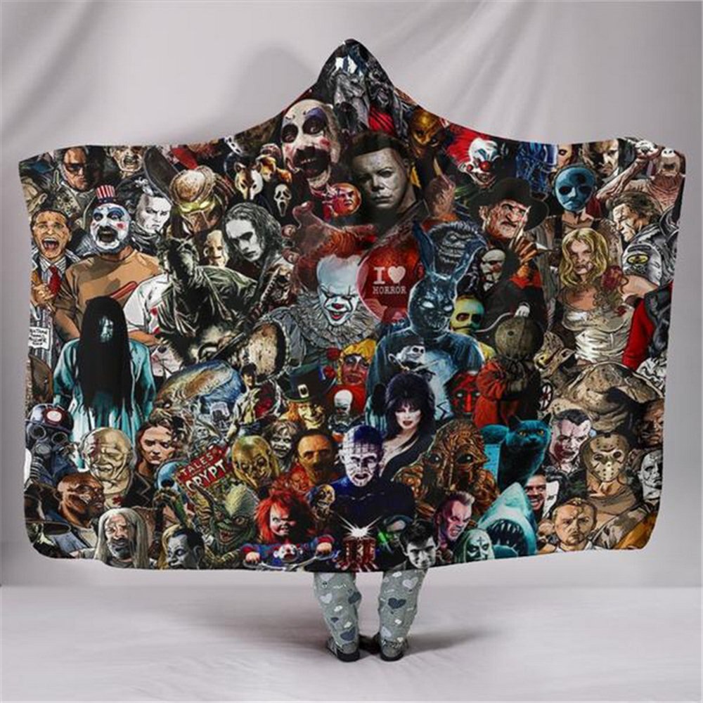 Halloween luva filt 130*150cm 150*200cm mjuk kristall sammet främre huva filt barn och vuxna multifunktionsfilt
