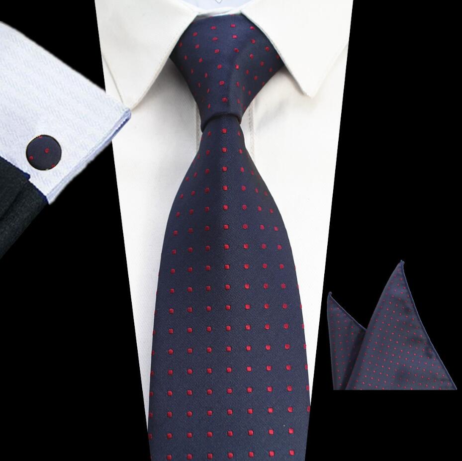Rbocott 8cm conjuntos de gravata novo design para homem xadrez & dot & paisley gravata lenço abotoaduras define negócios festa de casamento pescoço laços: 05