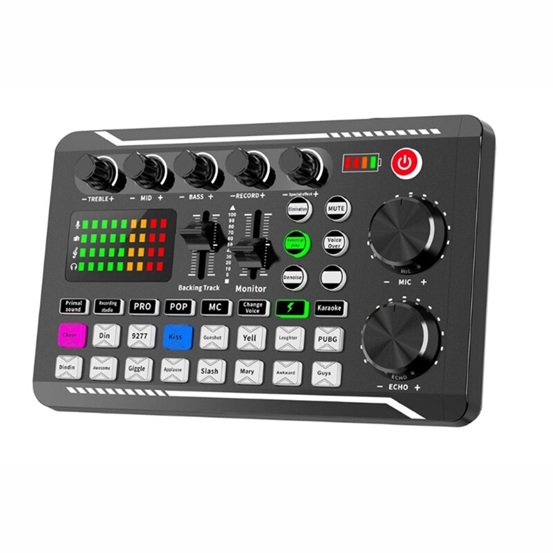 F998 Sound Card Microphone Sound Audio Interface Mixer Sound Card Mixing Console Amplifier For Phone PC: Default Title