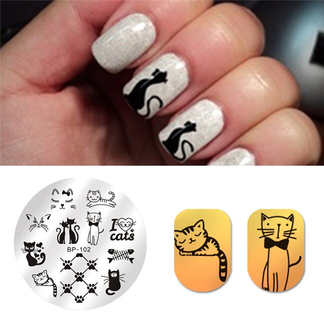 Født smukke negle stempling plader valentinsdag tema hjerte gør det selv billede print negle kunst stempel skabelon gør det selv design stencil værktøj: Bp -102