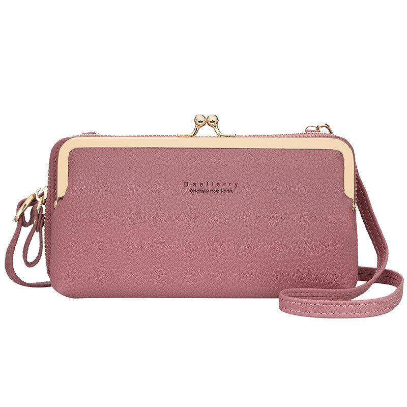 neue Frauen Schulter Taschen Pu Leder Weibliche Große Kapazität Handtaschen Telefon Geldbörse Karte Halfter Damen Umhängetaschen: dunkel Rosa