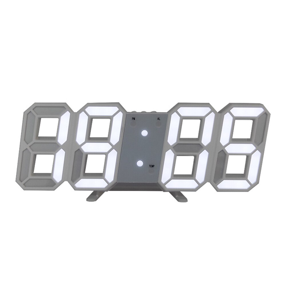 Anpro 3D Große LED-Digital-Wanduhr Datum Zeit Celsius Nachtlicht Anzeige Tabelle Schreibtisch Uhren Alarm Uhr Aus Wohnzimmer: Weiß