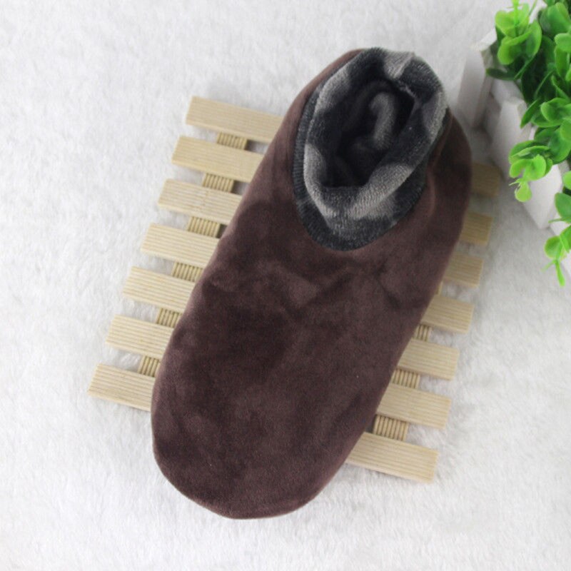 Chaussettes molletonnées souples pour hommes et femmes, 1 paire, épaisses, chaudes, pour l'hiver, 4 couleurs, unisexes, élastiques, antidérapantes, pour le sol: coffee