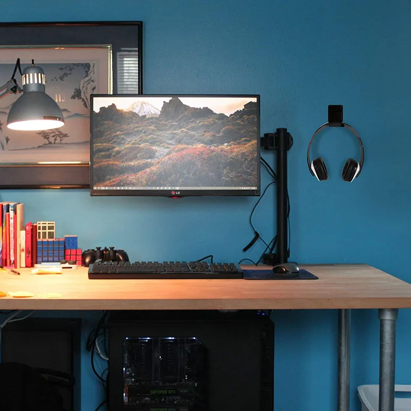 Universal L Shape Headphone Stand Wall Mount Simple Hook Computer Headset Stand Earphone Acrylic Display Holder