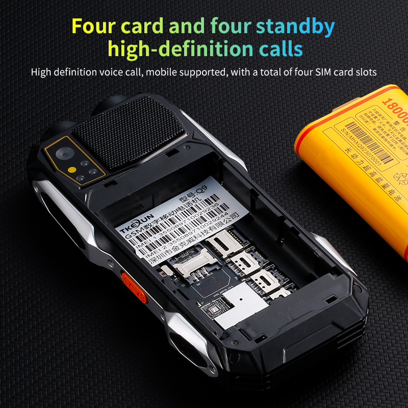 YEEMI Q9 GSM 2G red teléfono móvil 4 tarjetas SIM barra resistente teléfono móvil pantalla HD de 3,5 pulgadas batería grande voz fuerte para personas mayores