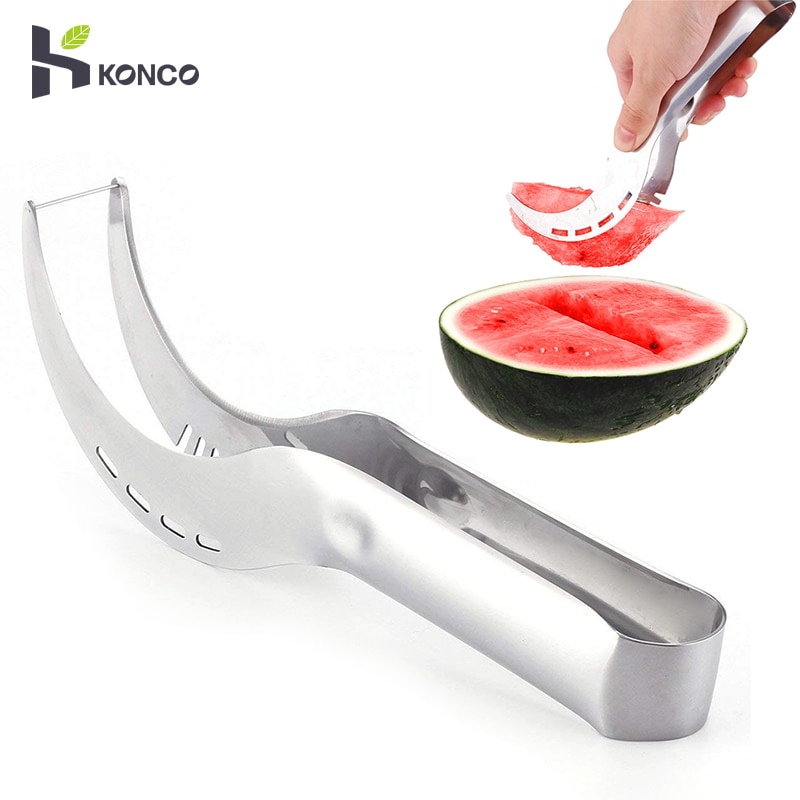 KONCO Rvs Watermeloen Slicer & Cutter, Meloen Corer Fruit Groente Gereedschap Keuken Gadgets