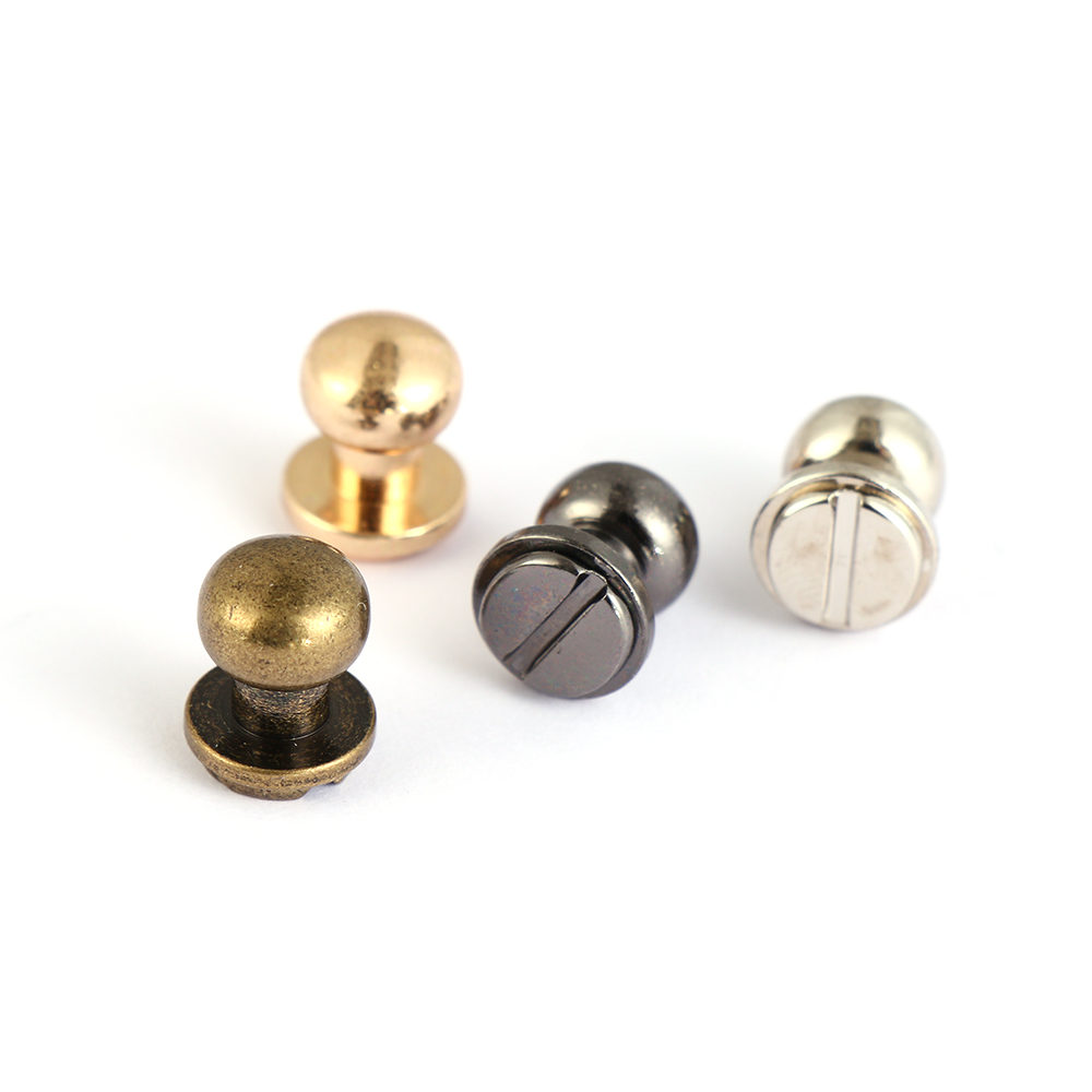 10Pcs/Pack Monk Head Screws Leather Craft Belt Wallet Solid Brass Nail Rivets Screws Bags Tacks Clothes Accessories