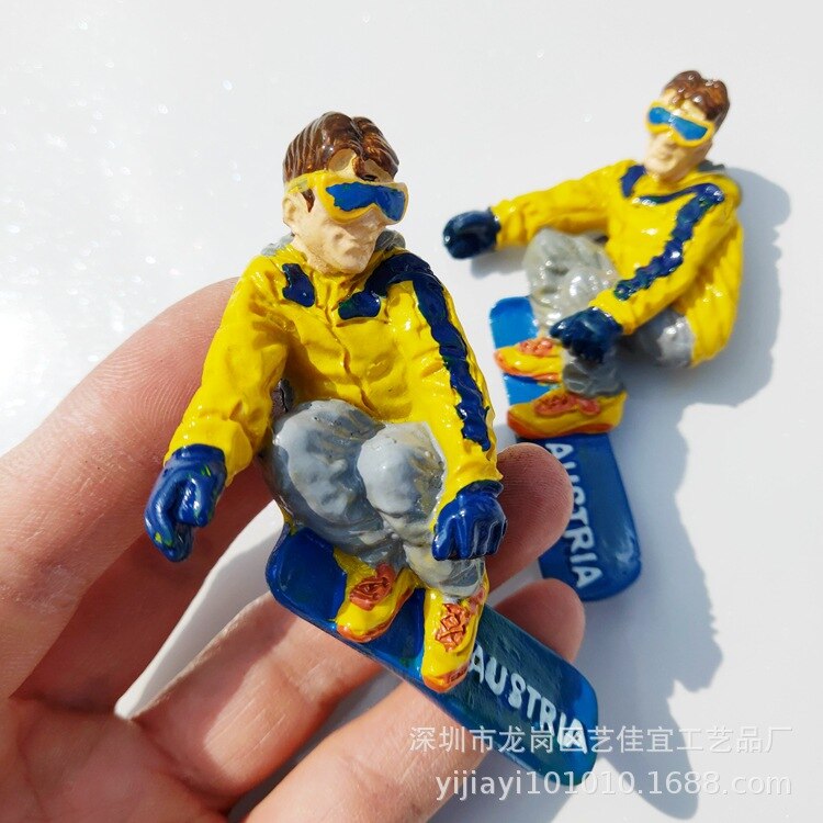 Austrian Winter Skiing Fridge Magnet Souvenir Hand Made 3D Solid Resin Crafts Magnet Refrigerator Stickers Home Decor Idea