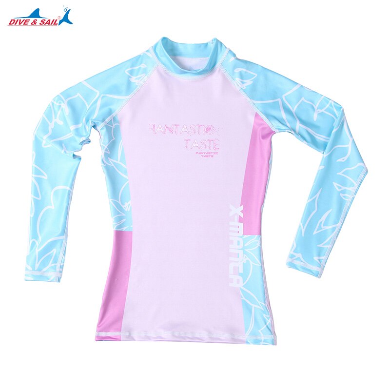 Das mulheres Slim Fit Rashguard FPU 50 + Protetor Solar de Manga Comprida Wetsuits Nadar Praia camiseta Básica: 17615A1 / M