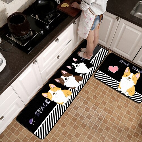 Longue cuisine tapis salle de bain tapis mignon dessin animé chien Style moderne cuisine tapis Tapete absorbant chambre salon entrée paillasson: Kitchen Mat1 / 50x80cm and 50x160cm