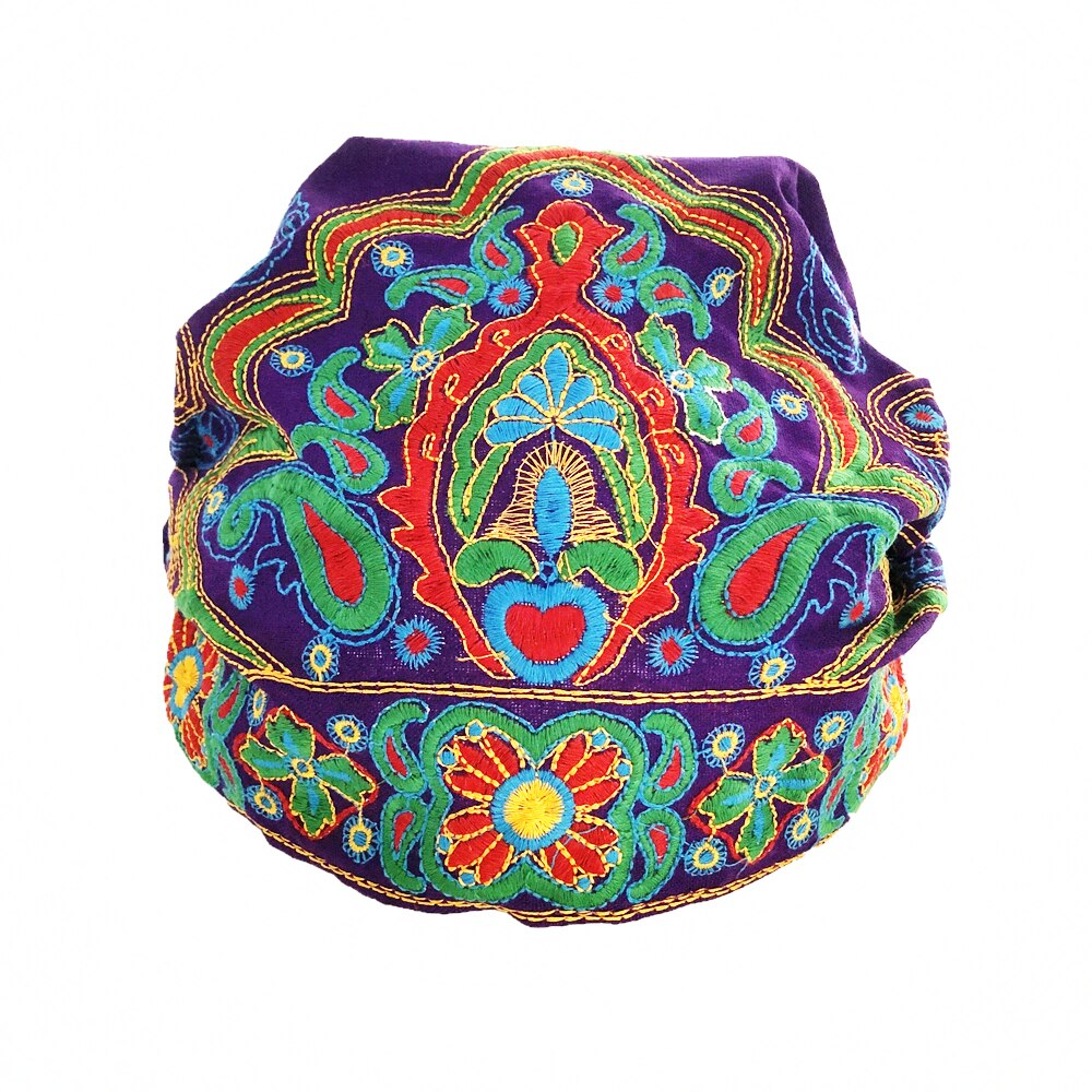 Chapeau pour femmes, Style mexicain ethnique Vintage, broderie de fleurs, Bandanas, imprimé rouge, chapeaux d'hiver pour femmes: Purple