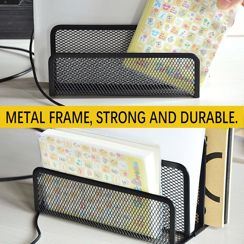 Sort mesh brev sorterer post dokumentbakke skrivebord kontor arkivholder multifunktionel arkivholder