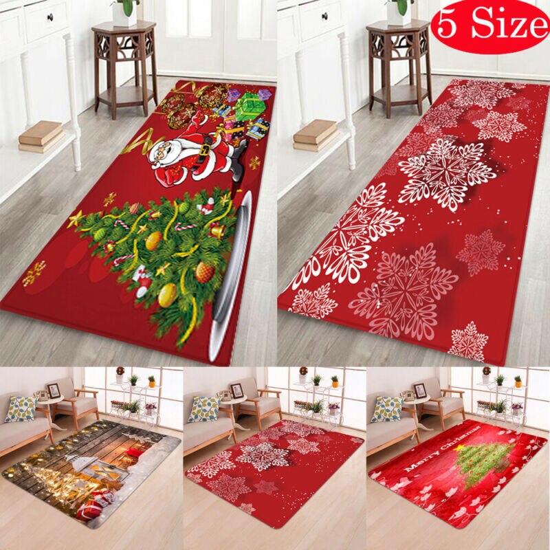 1Pc 3D Kerst Tapijt Kerstman Print Tapijten Waterdichte Flanel Tapijten Pads Thuis Floor Decor
