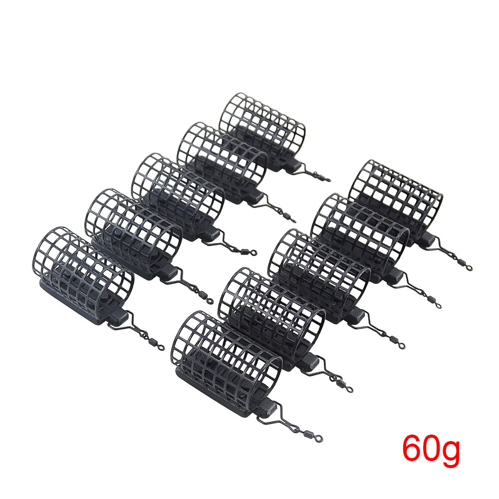 10x Visgerei Feeder Kooi Ronde Vierkante Voor Karper Grof Wedstrijd Barbeel Metalen Feeders 20G 30G 40G 50G 60G: Round 60g