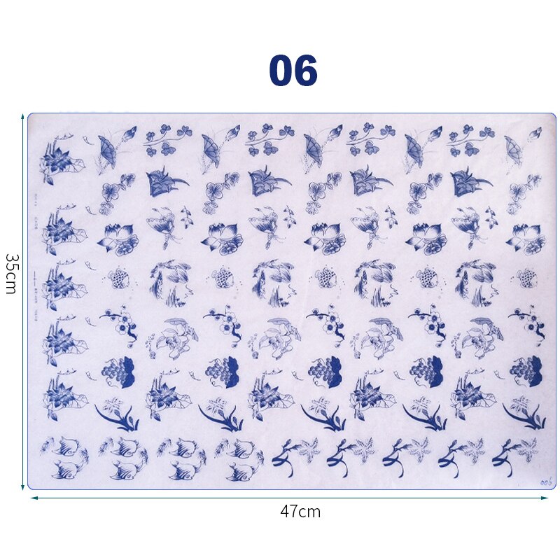 Papier de transfert en céramique d&#39;art poterie, glaçure sous glaçure, fleur noire, décalcomanies en céramique haute température, outils en argile polymère pour bricolage: 6