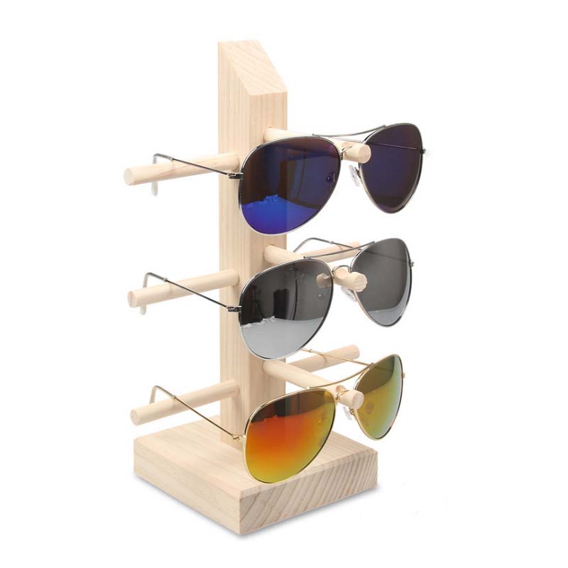 Hunyoo solbriller briller træ display stativer hylde glas display vise stativ holder stativ muligheder naturligt materiale: 3
