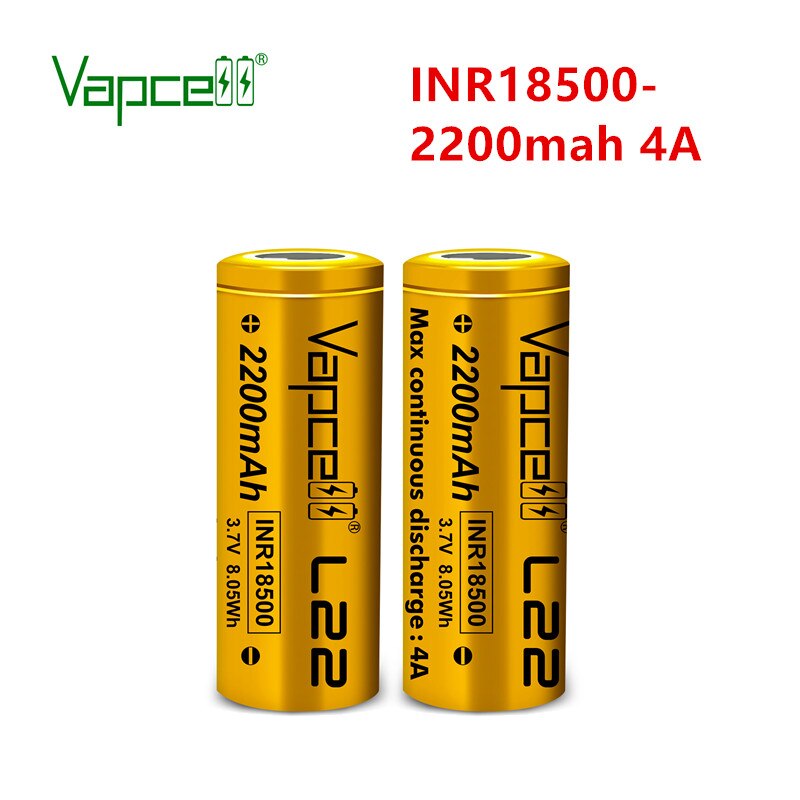 2 Stks/partij Vapcell Originele 18500 2200 Mah 4A 3. 7 V Oplaadbare Lithium Li-Ion Batterij Voor Zaklamp Power Tools