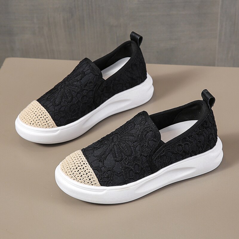 Tennis d&#39;été à plateforme pour femmes, chaussures d&#39;athlétisme, de Fitness, noires, beiges, en maille,