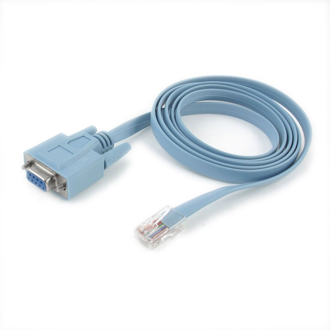 4.9Ft RJ45 Male to D-Sub RS232 DB9 Female Adapter Flat Cable