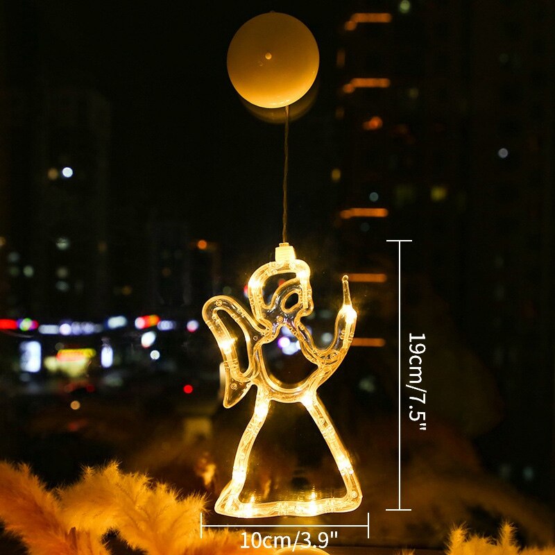 Christmas Snowfake Bell Lights Festoon Led String Lights Star Garland on Window Curtain Tree Decoration Halloween Wedding Light: angel