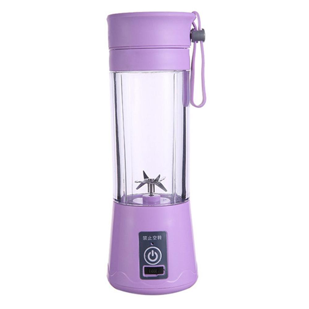 Portable Blender Usb Mixer Electric Juicer Machine Smoothie Blender Mini Food Processor Personal Blender Cup Juice Blenders: Purple 6 blades