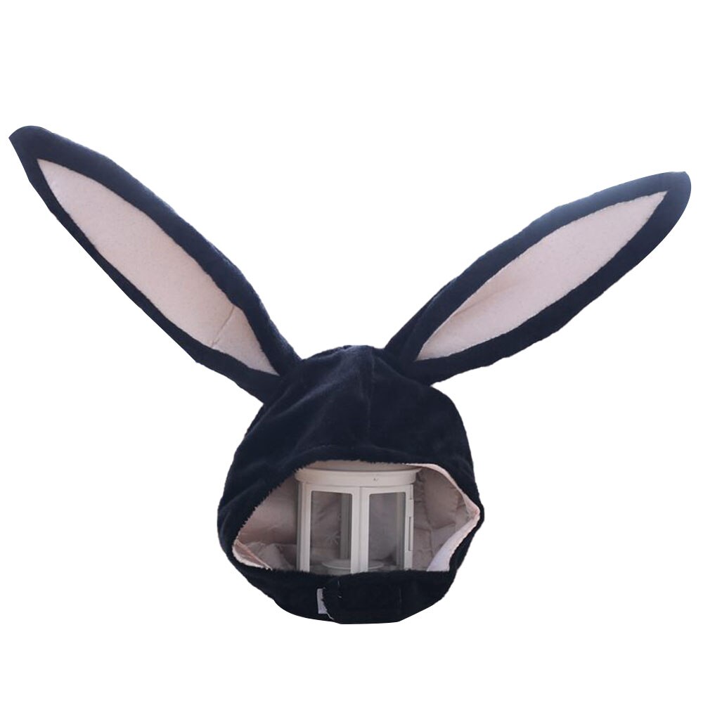 Bunny ører hat bunny hat hætte hat med øreklapper halloween fest cosplay kvinder piger lang kasket plys kanin ører kanin hat: Sort