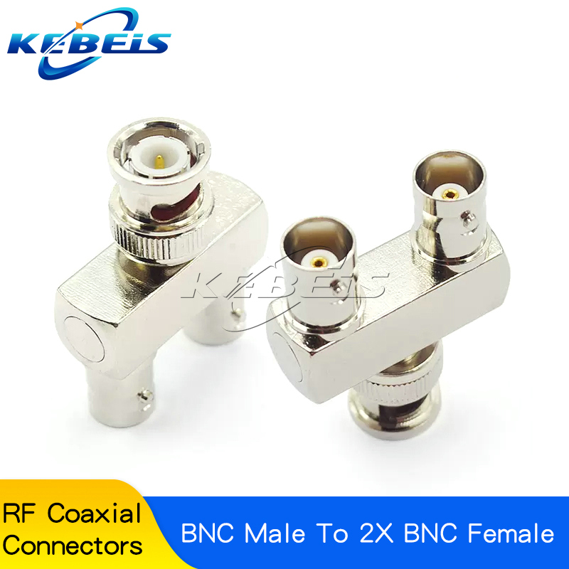 Conector BNC Q9 a BNC macho y hembra, Conector de ángulo recto de 90 grados, tipo T, divisor de 3 vías y 4 vías, adaptador RF doble macho y hembra, 1 piezas: Naranja