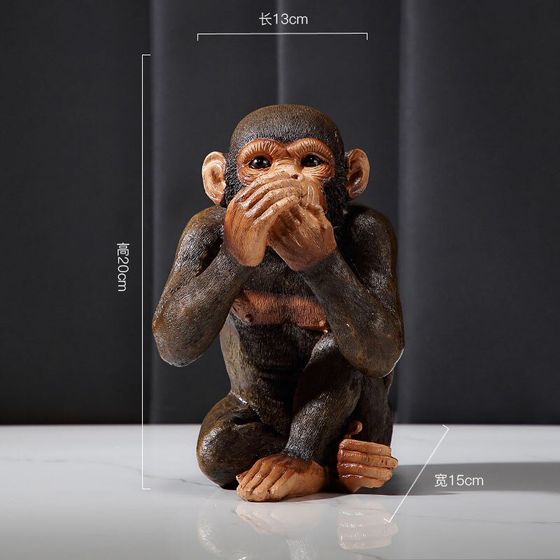 Hars Beeldjes Retro Aap Ornamenten Zen Dier Beeldje Bureau Decoratie Orangutan Simulatie Standbeeld Moderne Home Decor: C
