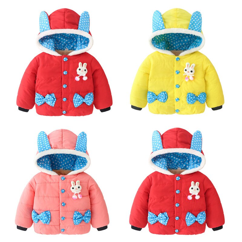 Neugeborenen Baby Mädchen Cartoon Kaninchen Mit Kapuze Mantel Jacke Outwear Warme Outfits neugeborene kleidung kinder kleidung детская одежда