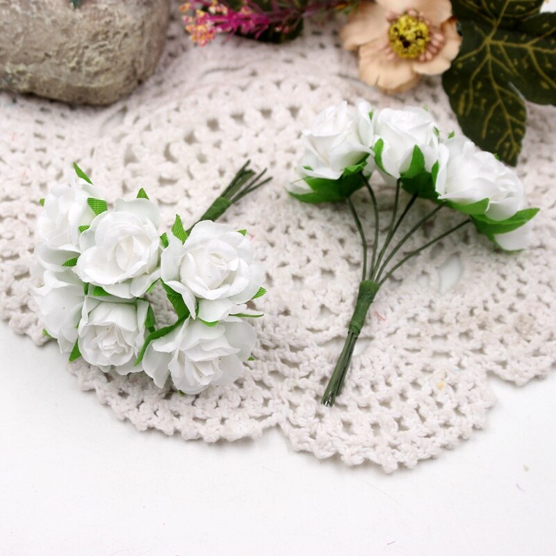 60 stücke Mini Mehrfarbig künstliche seide seide Rose hochzeit dekoration DIY kranz Kasten Clip kunst handgemachte falsche blume dekoration
