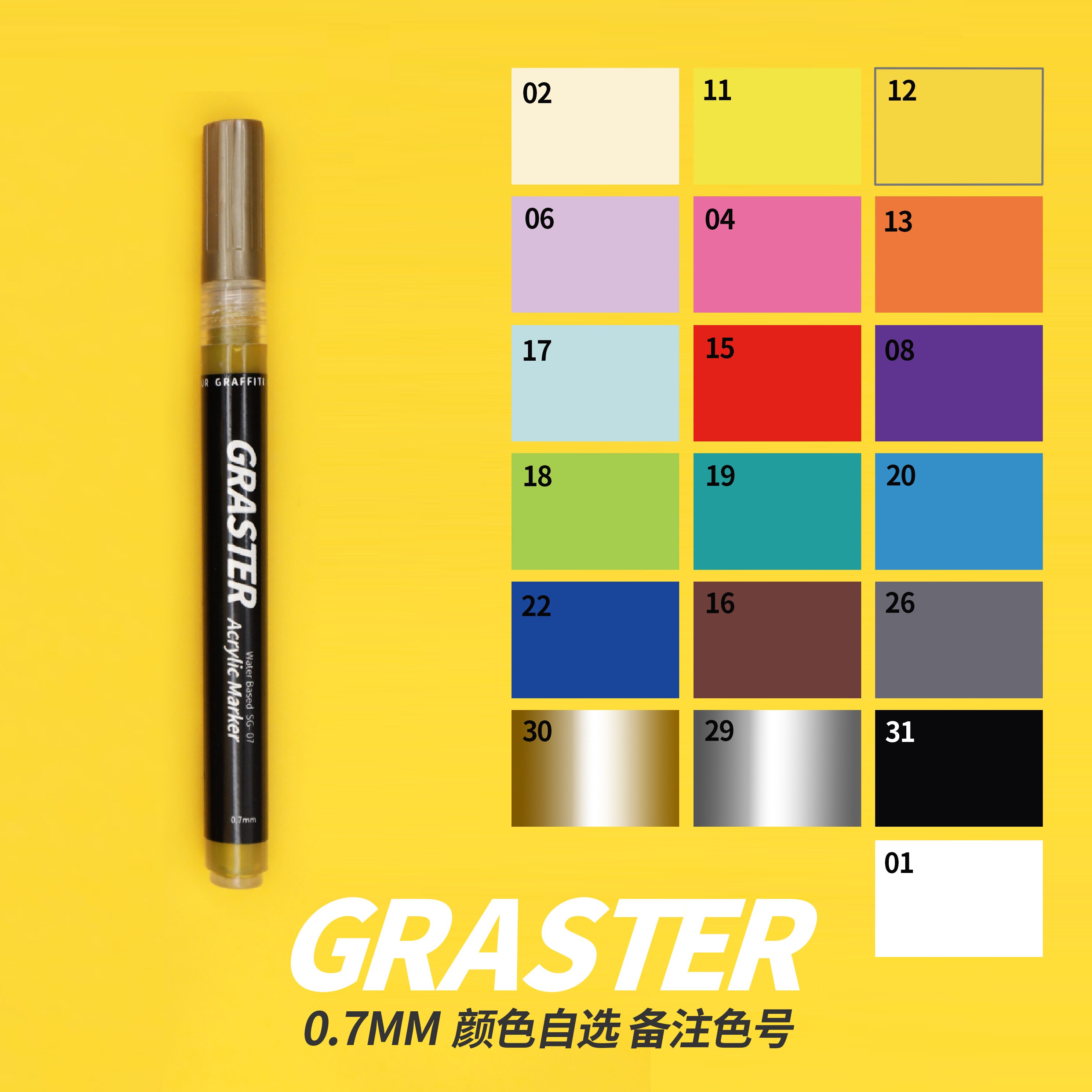 Graster SOUR GRASTER Acrylic Marker Fine 0.7mm Suitable Fo... – Grandado