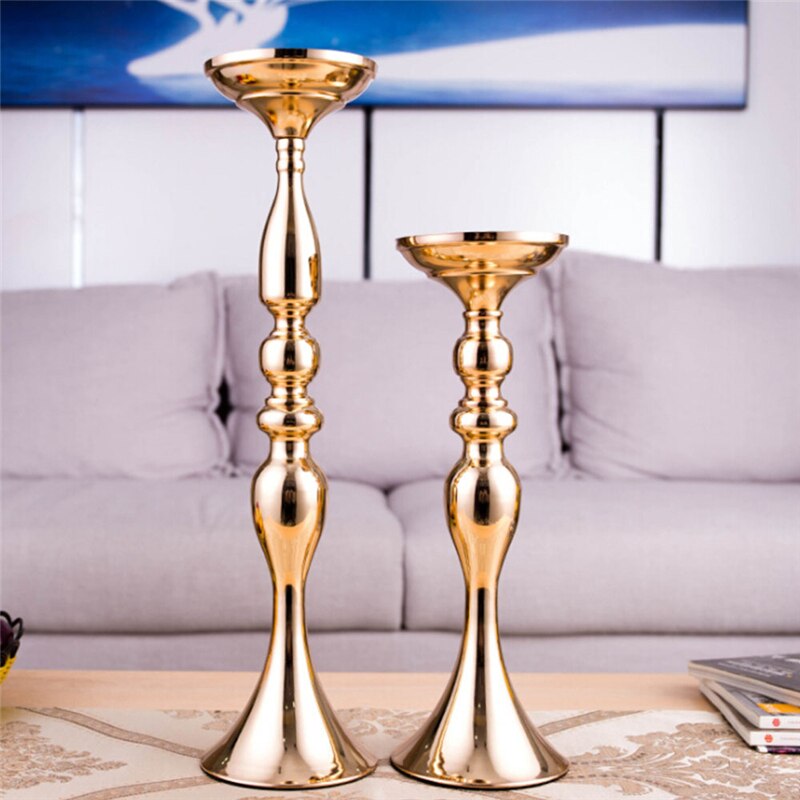 Décoration de mariage, chandelier, Vase à fleurs, porte-bougies, centre de Table, support pour maison, bougeoirs en or