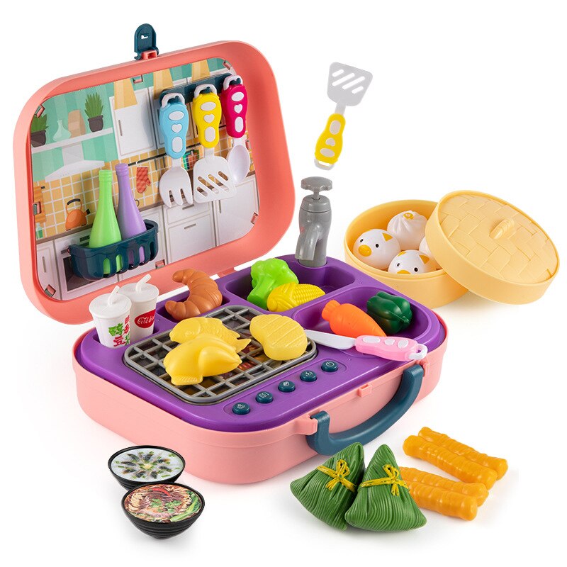 Kinderen Pretenderen Speelhuis Rollenspel Speelhuis Speelgoed Draagbare Plastic Koffer Gereedschap Baby Koken Keuken Educatief Speelgoed