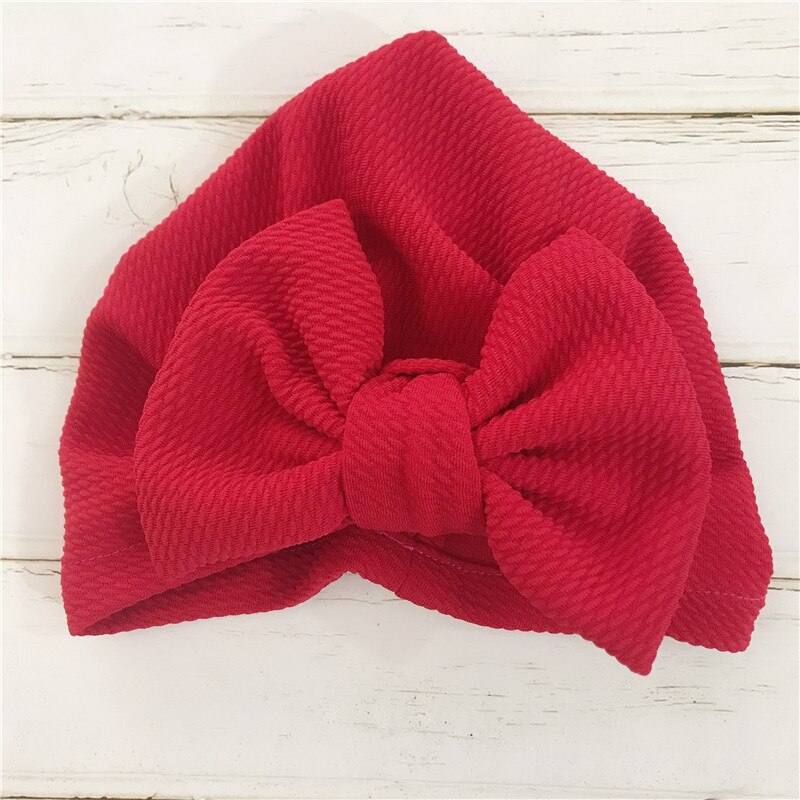 1pcs Solid Cotton Big Bow Hat Baby Kids Headbands Soft Comfortable Cat Turban Children Hair Accessories: Red