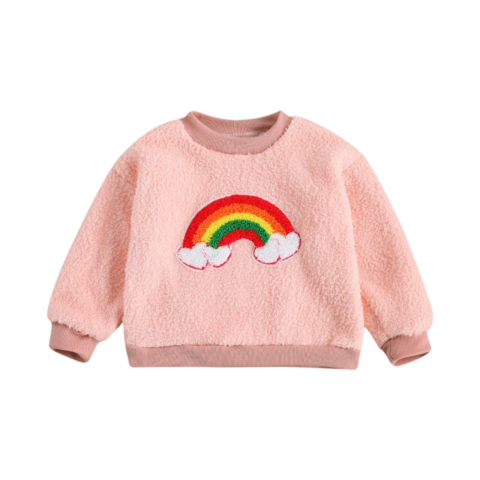 Suéter de otoño para niñas pequeñas de 0 a 3T, patrón de arco iris, estampado de princesa, Top de manga larga, disfraz informal de algodón para niños pequeños: Rosa / 3T