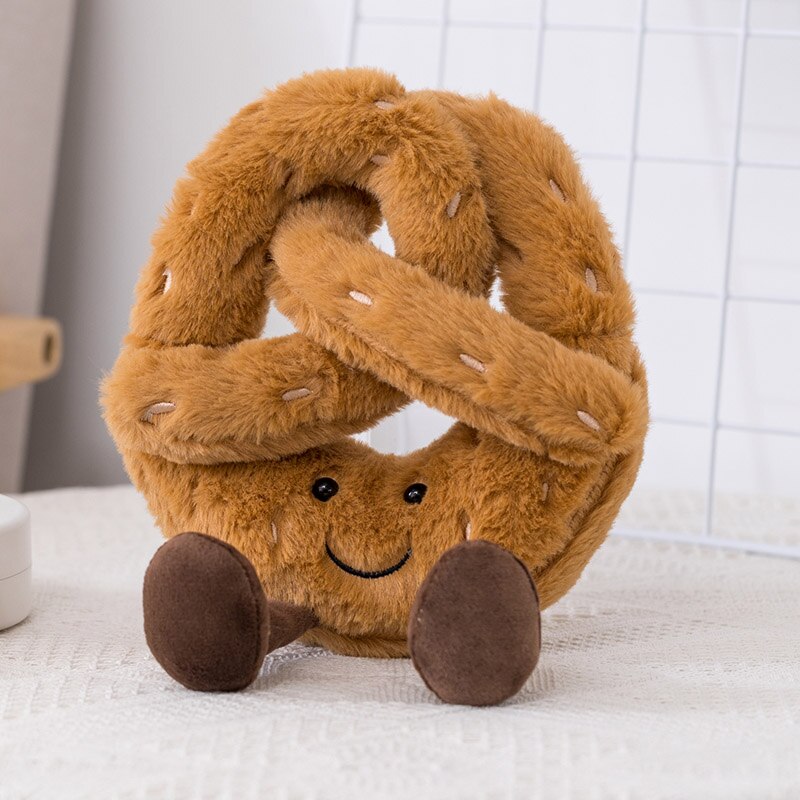 Juguete de peluche gigante para niños, muñeco suave de felpa, pan tostado, Pretzel, Croissant, Baguette, relleno de comida rápida, de cumpleaños: Small Pretzel